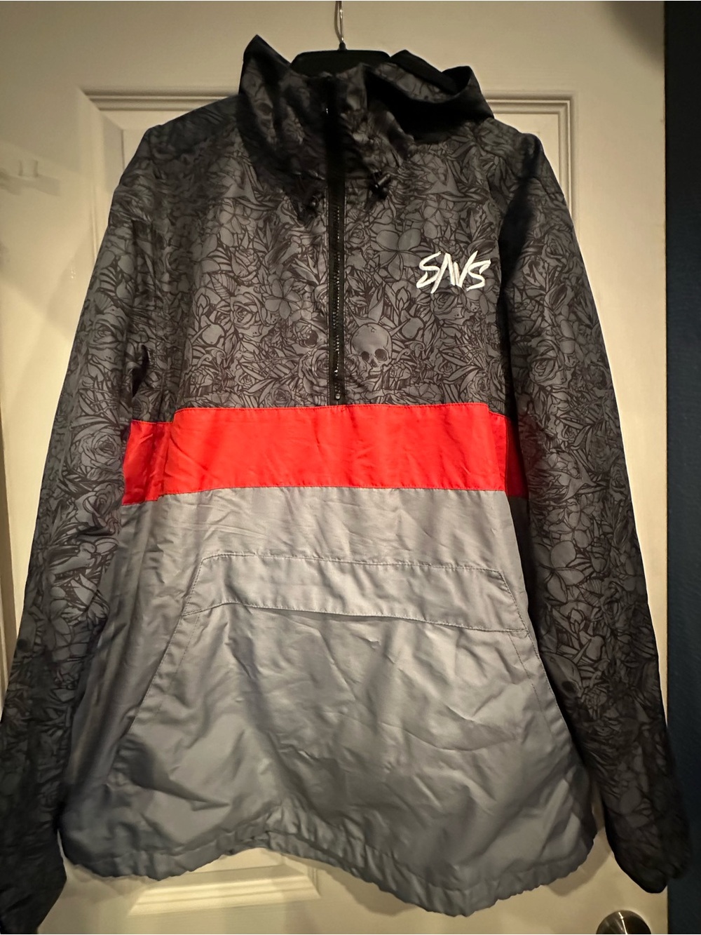 The North Face Black Gray Red Colorblock Windbreaker